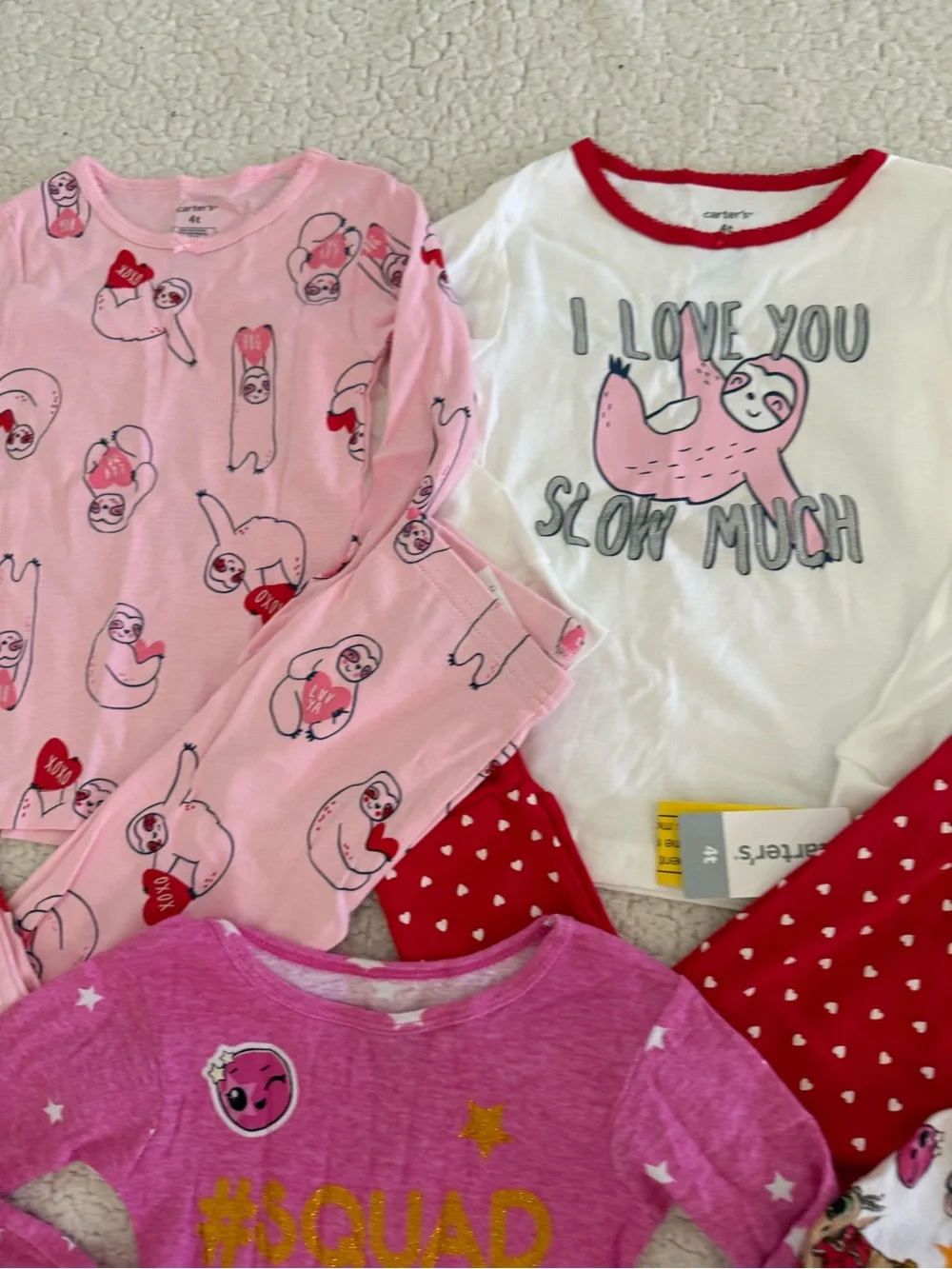 New girls Carter’s Gymboree L.O.L. Sz 4 Pink, White & Red Kids Pajama Set Bundle